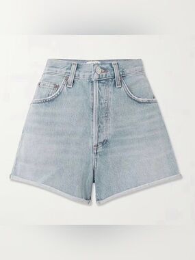Agolde Dee High Waist Rolled Hem Denim Jean Shorts Light Medium Wash Size 27